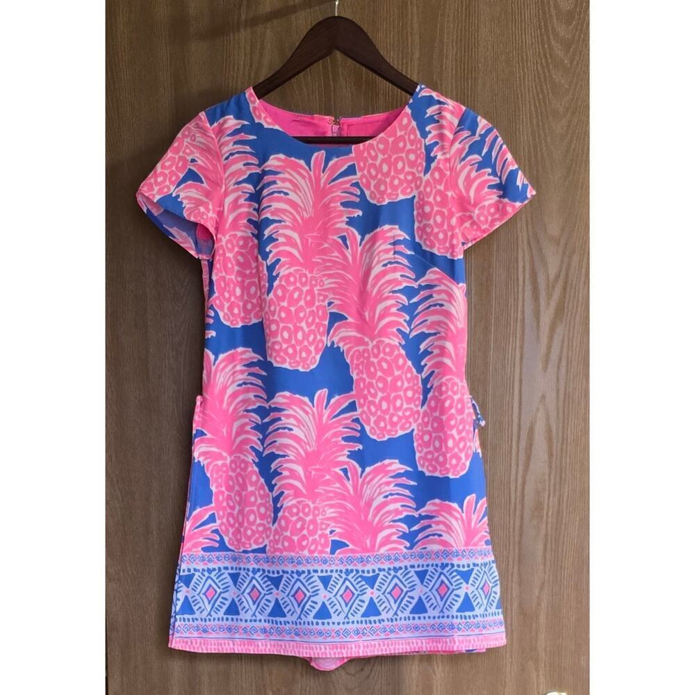 Lilly Pulitzer Blanca Romper Blue Haven Little Flamenco Pineapple Sz 00